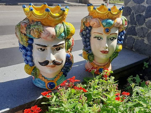 Ceramic Moor Heads 'Testa di Moro' (coloured)